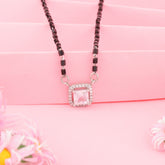 92.5 Silver Princess-Cut Solitaire Mangalsutra For Women